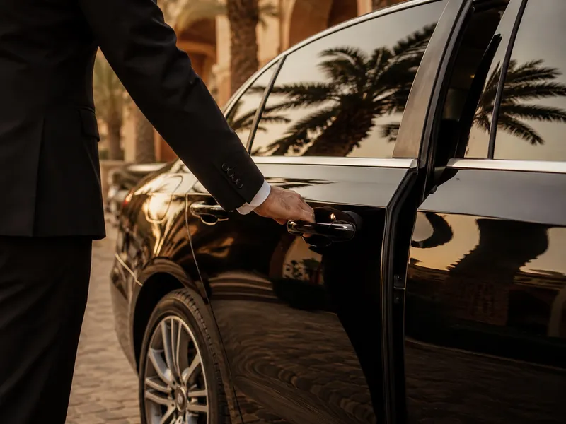 Private driver opening car door in Marrakech